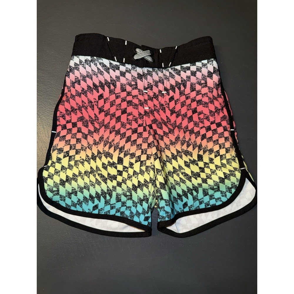 Boys Swim Trunks W/pocket Wonder Nation Quick Dry Swim Size XS (4/5) Gradient